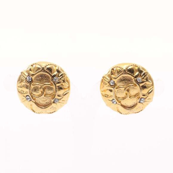 CHANEL Authentic White Logo Earrings